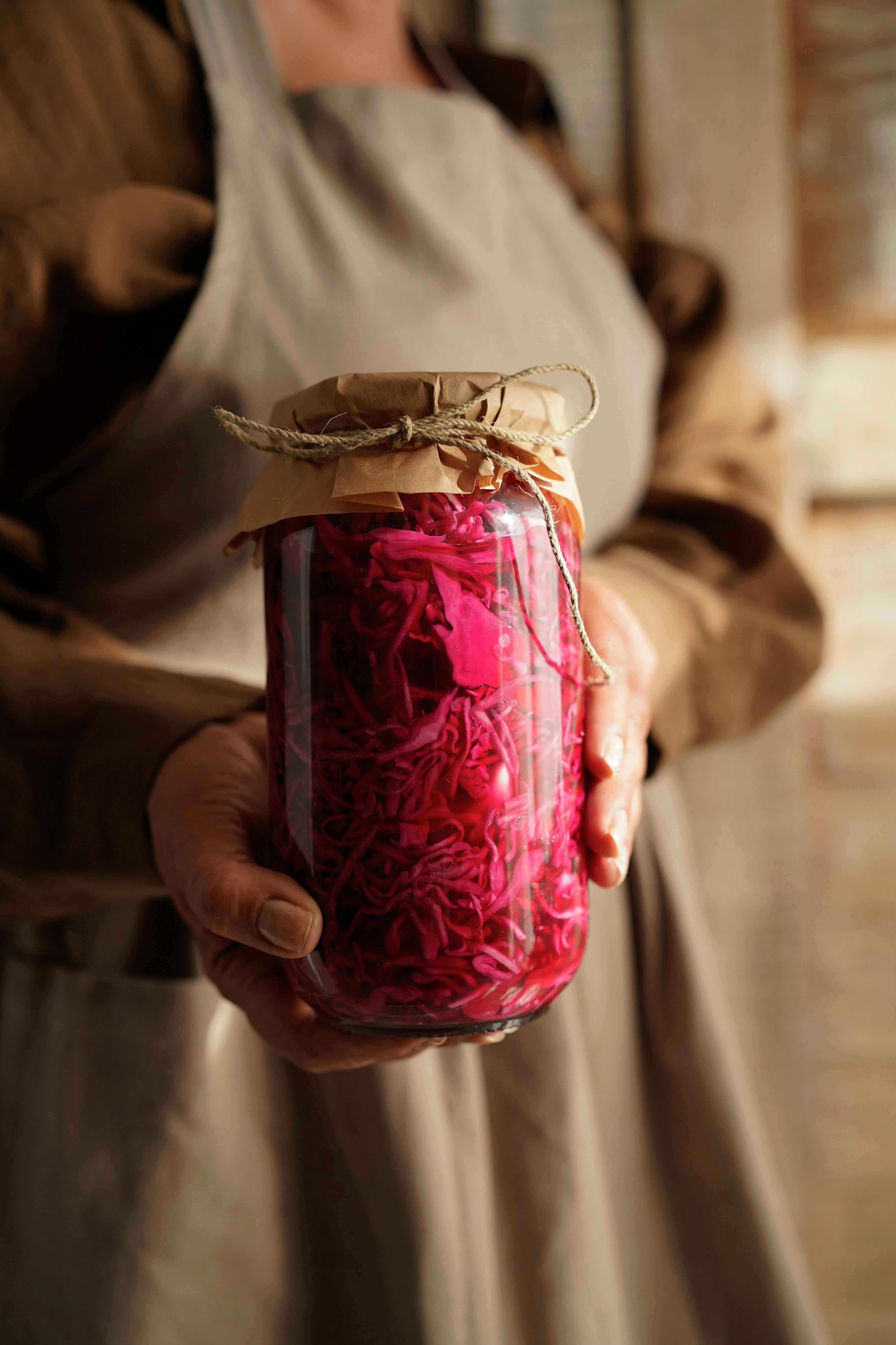 Homemade kraut in a jar.